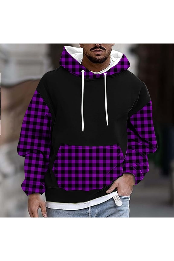 Big and Tall Sweatshirts for Men with Hood M-4X Plus Size Casual Long Sleeve Pullover Hoodies Basic Color Block Workout Sweatshirt