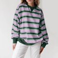 thumbnail image 1 of Sinpiling Crewneck Tops for Women Trendy Stripe Printed Long Sleeve Sweatshirts Ladies Casual Loose Comfy Going Out Tees Shirts Fall Saving Clearance, 1 of 8