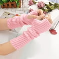 thumbnail image 1 of Sinpiling Fingerless Gloves for Women Trendy Y2K Knitted Thumbhole Arm Sleeves Ladies Casual Solid Stretchy Soft Warm Mittens, 1 of 4