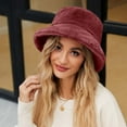 thumbnail image 1 of Sinpiling Fleece Bucket-Hats for Women Casual Solid Thermal Warm Sherpa Fisherman Cap Winter, 1 of 5