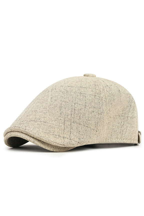 Linen Beret Hats for Men & Women Casual Newsboy Hat Unisex Couples Solid Color Adjustable Vintage Ivy Baseball Cap