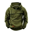 thumbnail image 1 of Sinpiling Mens Cargo Hoodies Sweatshirts Multi-Pockets Half Zipper Pullover Fleece Long Sleeve Sweatshirt Casual Solid Outdoor Workout Hooded, 1 of 5