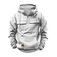 thumbnail image 1 of Sinpiling Mens Cargo Hoodies Sweatshirts Multi-Pockets Half Zipper Pullover Fleece Long Sleeve Sweatshirt Casual Solid Outdoor Workout Hooded, 1 of 5