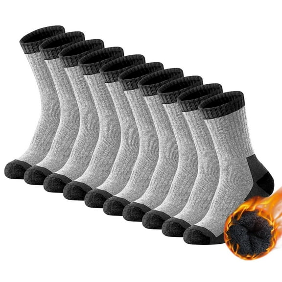 Sinpiling Mens Crew Socks 10 Pack Cotton-Blend Fleece Sherpa Lined Casual Color Block Stretchy Thermal Warm Multipack Boot Sock Winter