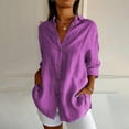 thumbnail image 1 of Sinpiling Plus Size Shirts for Women S-5X Button-Down Collared Long Sleeve Blouses Ladies Casual Solid Loose Comfort Business Work Tops, 1 of 6