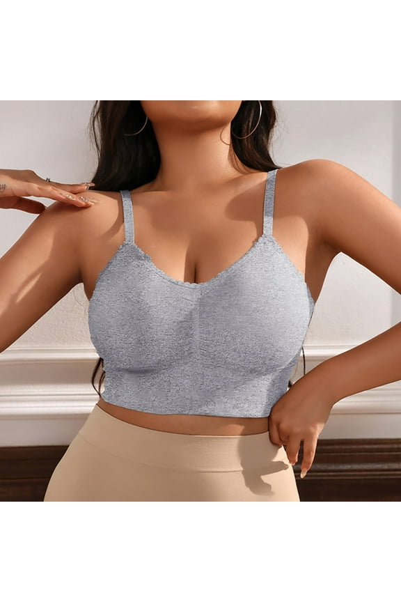Plus Size Sports Bras for Women XL-5X No Underwire Push Up Pullover Underwear Solid Back-Smoothing Quick-Drying Workout Bralettes