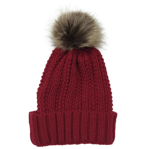 Sinpiling Winter Hats for Women Chunky Knitted Beanies Casual Solid Pom-Pom Stretchy Cuffed Thermal Warm Slouch Skull Cap