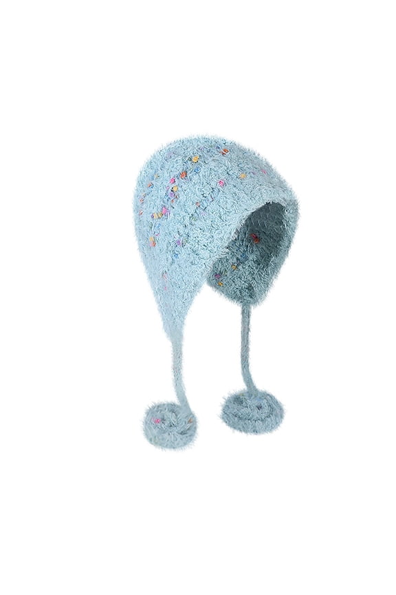 Womens Beanies Hats with Strap Wool Knitted Thermal Warm Earflaps Soft Fleece Slouch Cap Chupalla