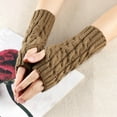 thumbnail image 1 of Sinpiling Womens Cable Knitted Winter Fingerless Gloves Thumbhole Arm Sleeves Ladies Casual Solid Stretchy Thermal Warm Long Mittens Clearance, 1 of 4