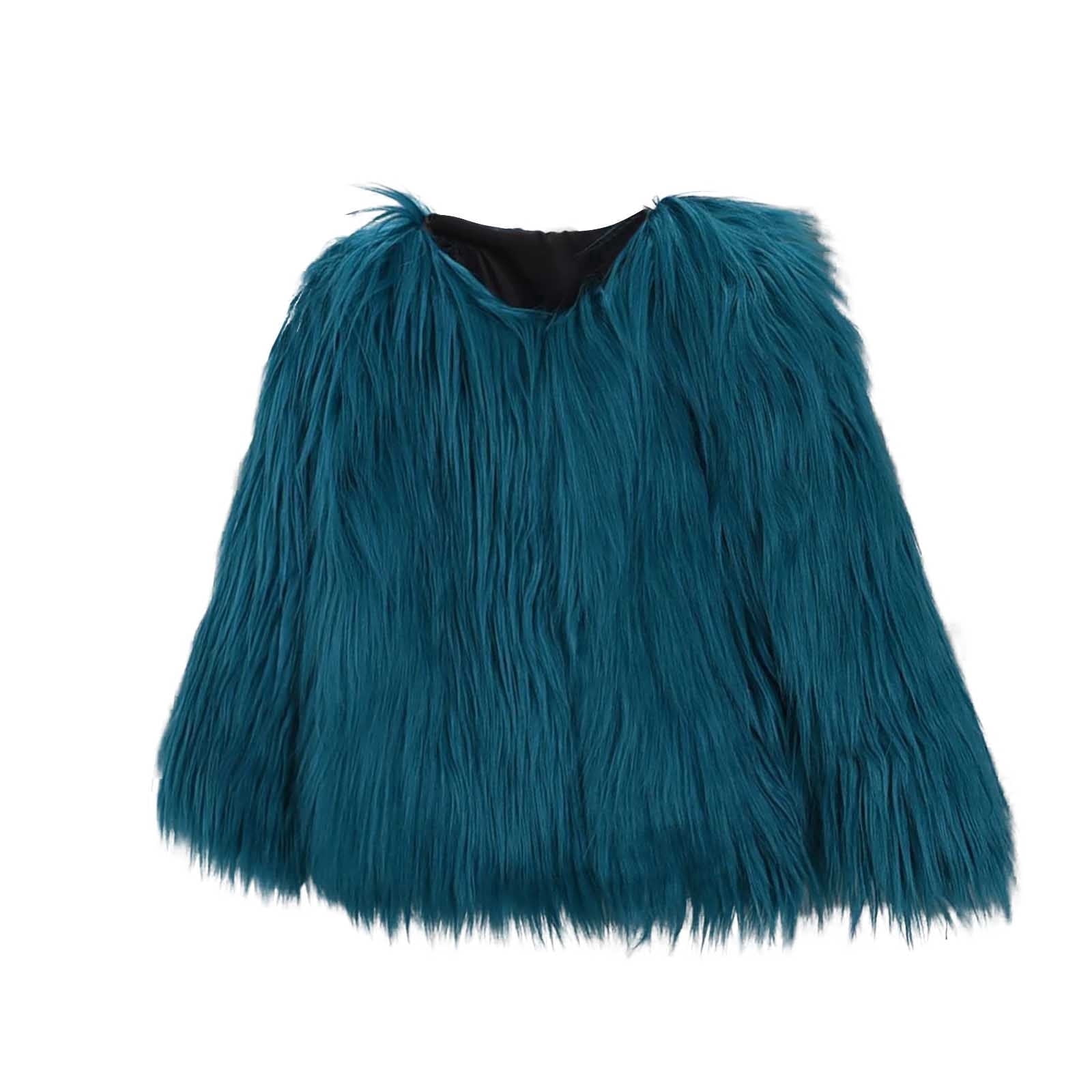 Sinpiling Womens Faux-Fur Coats Plus Size XS-4X Long Sleeve V Neck Zipper Up Jackets Ladies Trendy Solid Warm Cropped Outerwear Coat
