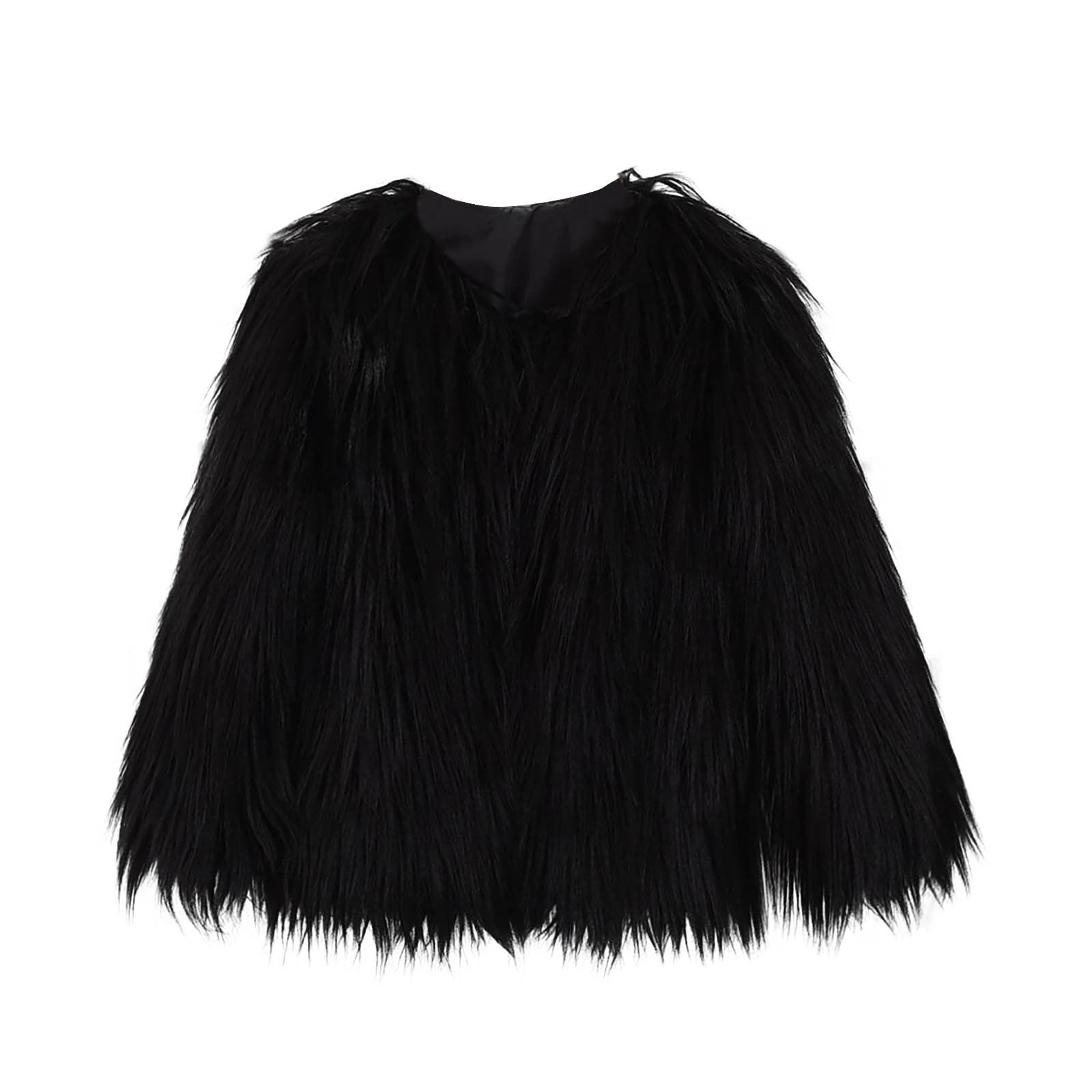 Sinpiling Womens Faux-Fur Coats Plus Size XS-4X Long Sleeve V Neck Zipper Up Jackets Ladies Trendy Solid Warm Cropped Outerwear Coat