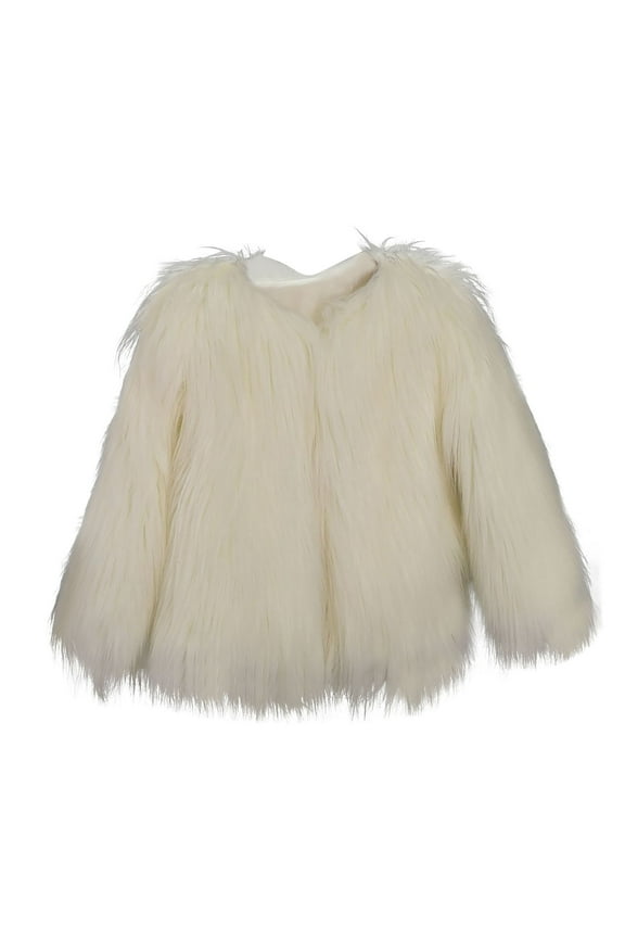 Womens Faux-Fur Coats Plus Size XS-4X Long Sleeve V Neck Zipper Up Jackets Ladies Trendy Solid Warm Cropped Outerwear Coat