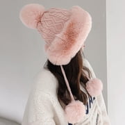 Sinpiling Womens Fleece Winter Beanies Hats with Ear-Flaps Pom-Pom Straps Thick Thermal Warm Sherpa Wool Knitted Ski Snow Cap