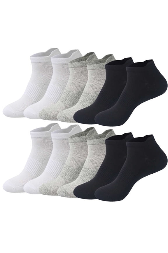 Womens Mens Ankle Socks 6 Pack Solid Breathable Unisex Multipack Low Cut Sock for Basketball Running Athletic Sports