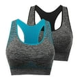 thumbnail image 1 of Sinpiling Womens Sports Bras 2 Pack Racerback Wirefree Push-Up Pullover Underwear Ladies Multipack Color Block High Support Workout Bralettes, 1 of 7