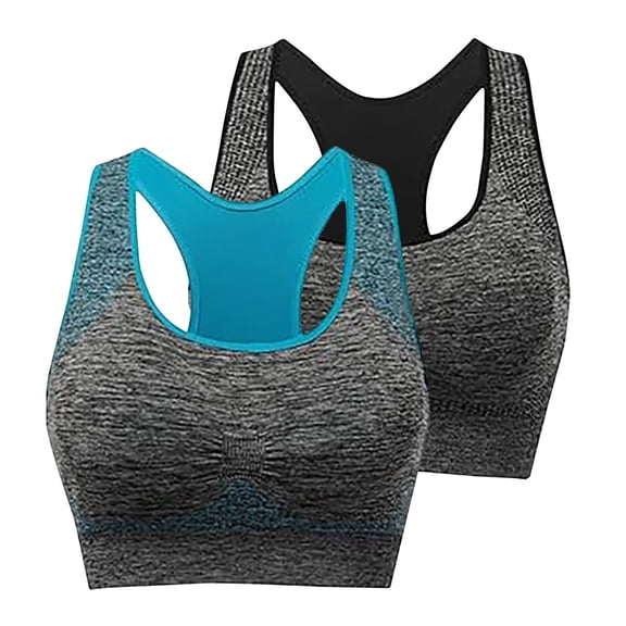Sinpiling Womens Sports Bras 2 Pack Racerback Wirefree Push-Up Pullover Underwear Ladies Multipack Color Block High Support Workout Bralettes