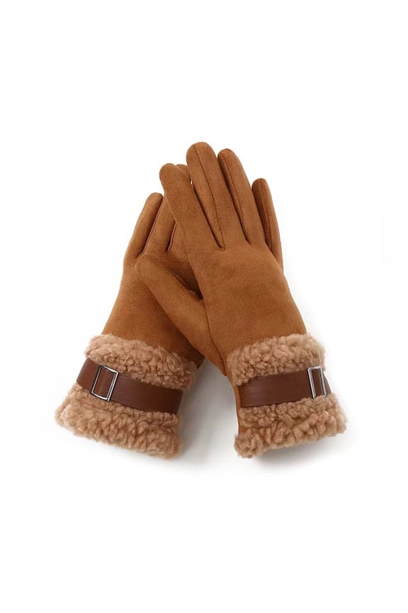 Womens Winter Sueded Gloves Touchscreen Fleece Thermal Warm Ladies Trendy Solid Sherpa Ski Snow Glove