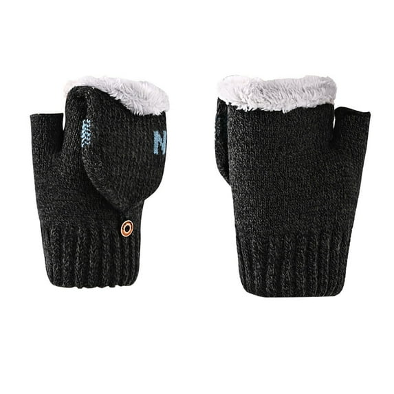 Sinpiling Womens and Mens Fleece Lined Winter Convertible Gloves & Mittens Casual Solid Thermal Warm Wool Knitted Fingerless Glove