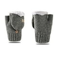 thumbnail image 1 of Sinpiling Womens and Mens Fleece Lined Winter Convertible Gloves & Mittens Casual Solid Thermal Warm Wool Knitted Fingerless Glove, 1 of 3