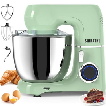 Sinrathu Stand Mixer, 6.5QT 10-Speed Tilt-Head Kitchen Electric Mixer with Stainless Steel Bowl, Dough Hook, Beater, Whisk, Agave Green