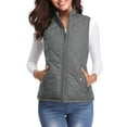 thumbnail image 1 of Sinrella Women Quilted Vest, Stand Collar Lightweight Zip Padded Gilet Outerwear Coats Dark Gray S, 1 of 5