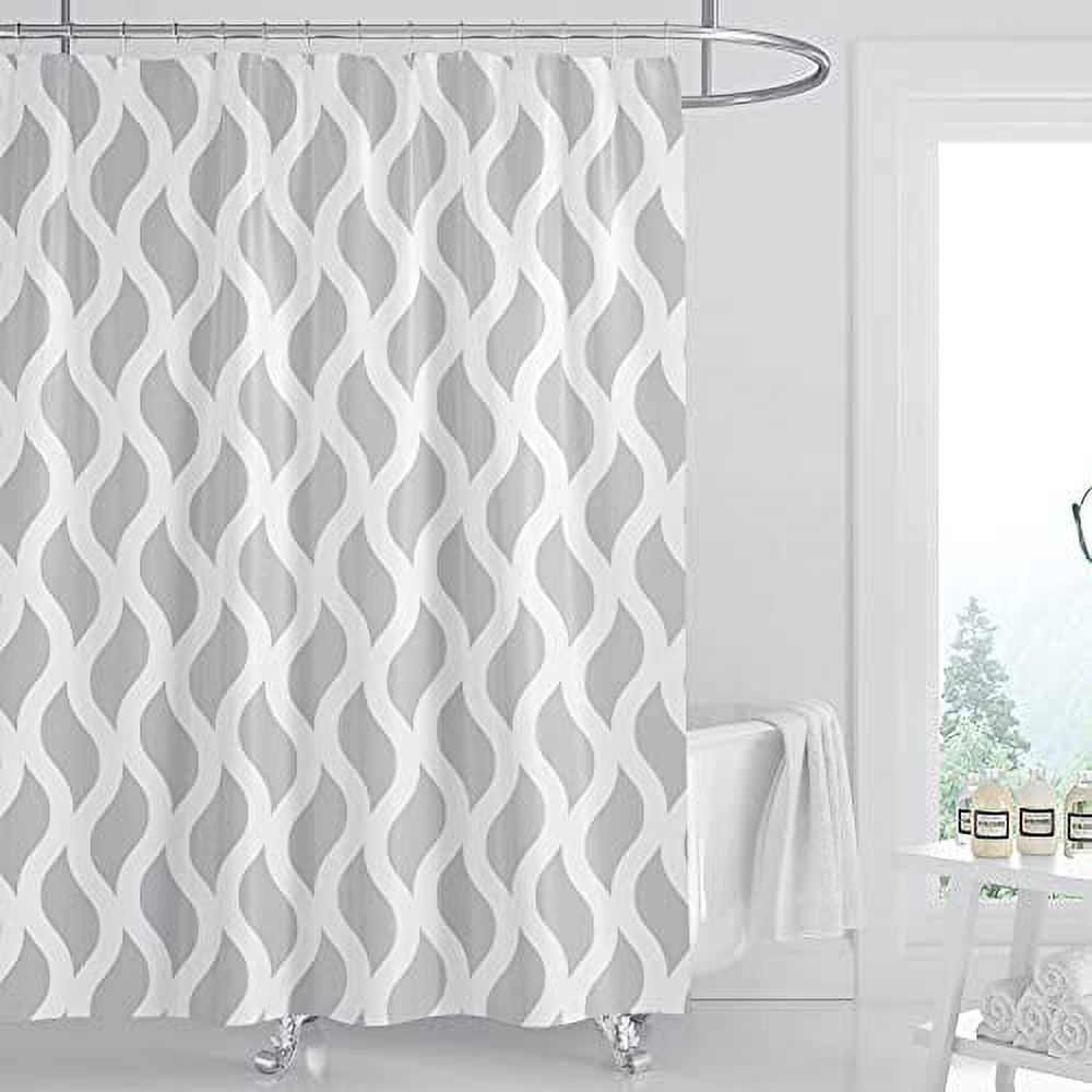 Sinsoledad Grey and White Shower Curtain,Modern Farmhouse Curve