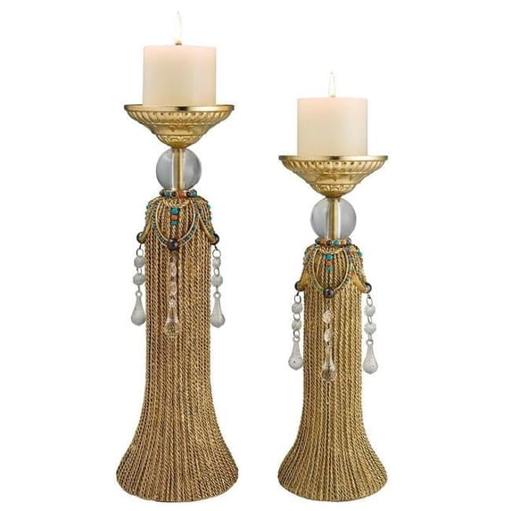 Sintechno SK-4270-C1 AuricTwist Decorative Candlestick Set, Gold