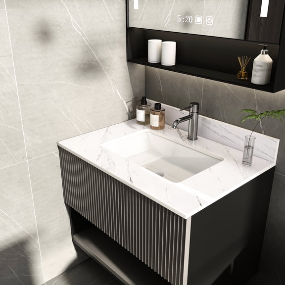 Sintered Stone 31" Vanity Top with Safety Overflow / Durable, Suitable for Standard Cabinets