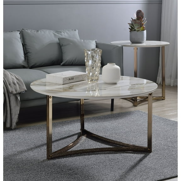 Sintered Stone Coffee Table With Ravishing Champagne Hue Contemporary Round