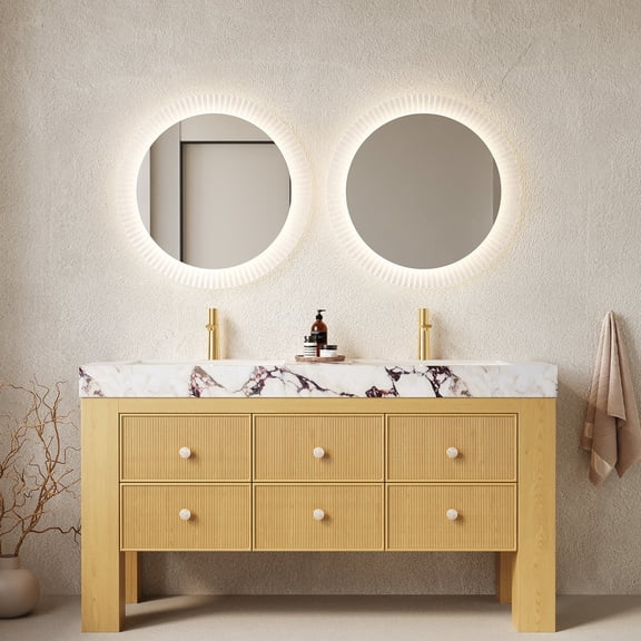 Sintered Stone Countertop Vanity / Abundant Storage Space / Guest Bathroom