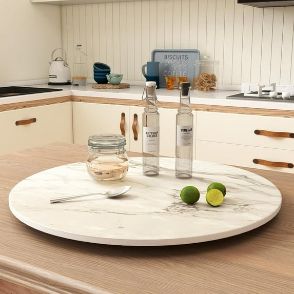 Sintered Stone Rotating Serving Tray for Dining Table, Lazy Susan Organizer for Kitchen Countertop and Party Serving Use.
