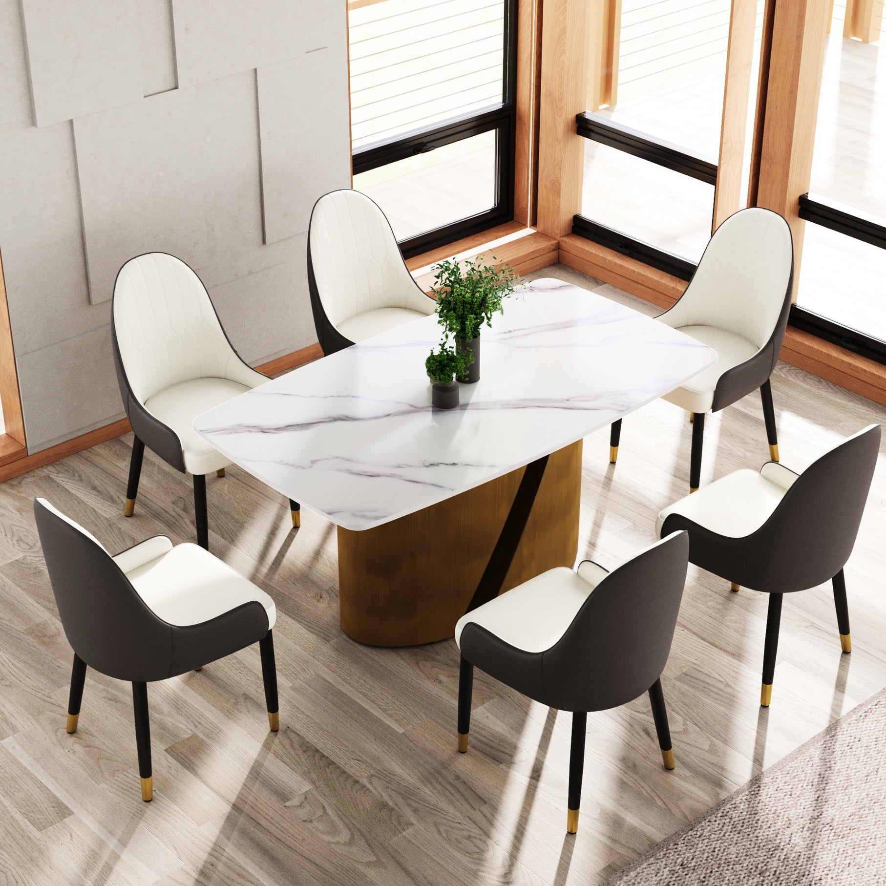 Sintered stone table with bronze legs - Seats 6 diners - Dining room ...