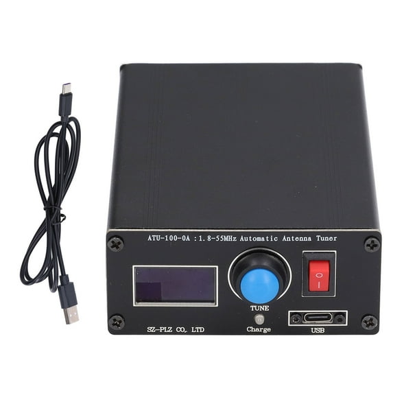 Sintonizador de antena automático, ATU?100 1.8?55Mhz Sintonizador de antena de onda corta Sintonizador de radio Sintonizador de antena recargable por USB con pantalla Oled de 0.96 pulgadas Carcasa de