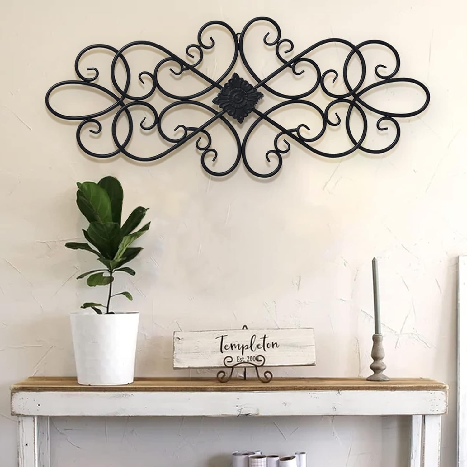 Black Wrought Iron Scroll Wall Art 31.5" x 1.2"