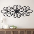 thumbnail image 1 of Sintosin Farmhouse Wall Decor 32" x 14" - Black Wrought Iron Flower Plaque Scroll Metal Wall Art for Bedroom, Living Room, Entryway Home & Garden Decor (Metal Decor), 1 of 9
