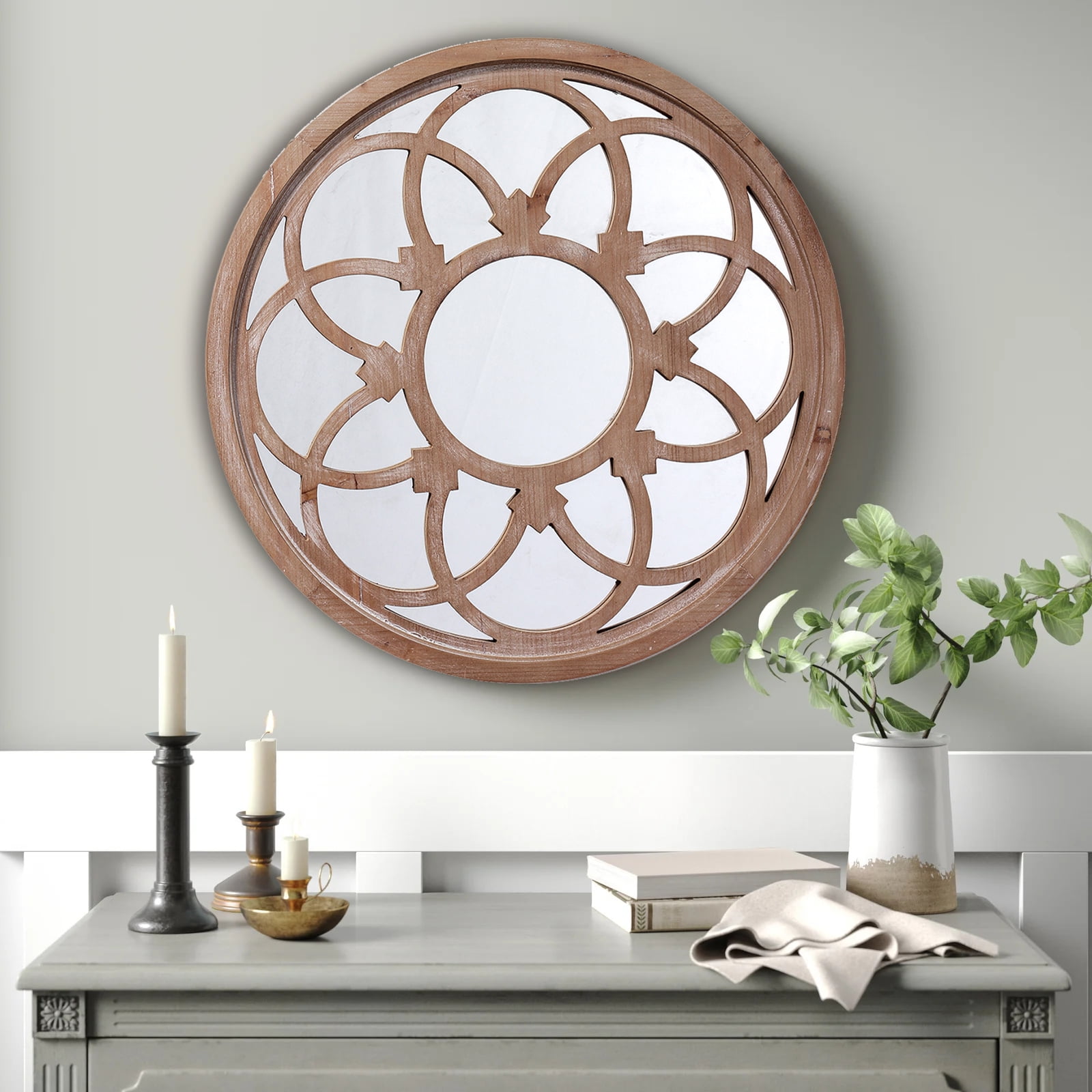Sintosin Farmhouse Round French Window Mirrors for Wall Decor 24 ...
