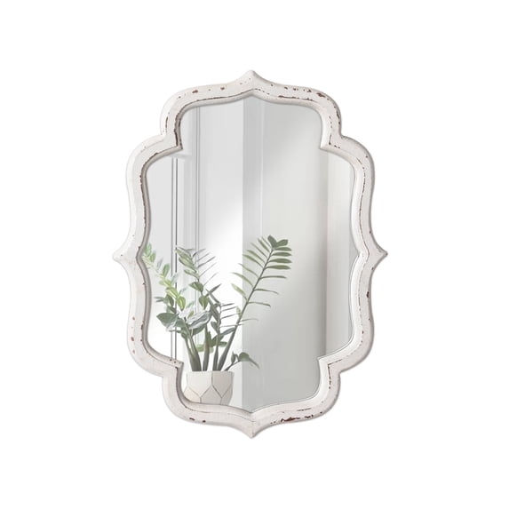Sintosin Wall Mirror, Rustic Farmhouse Bathroom Mirror 16"x12" Distressed White Wood Framed, Hanging Decorative Small Mirror for Living Room, Bedroom, Entryway Decor