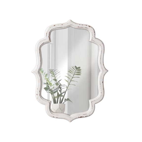 Sintosin Wall Mirror, Rustic Farmhouse Bathroom Mirror 16"x12" Distressed White Wood Framed, Hanging Decorative Small Mirror for Living Room, Bedroom, Entryway Decor