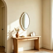 Sintosin Vintage Oval Wall Mirror with Wooden Frame, 16x23 inches, Bathroom & Bedroom Decorative Vanity Mirror