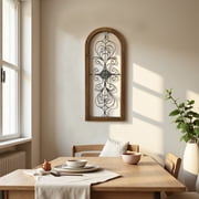 Sintosin Metal Wall Art 13x32 inch, Farmhouse Decor Handmade Wrought Iron & Vintage Distressed Wood Panel for Living Room, Bedroom, Kitchen Entryway