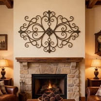 Sintosin Metal Art Wall Decor 36" x 24", Rustic Wrought Iron Scroll Wall Art for Bedroom, Living Room, Entryway & Farmhouse Home Decor