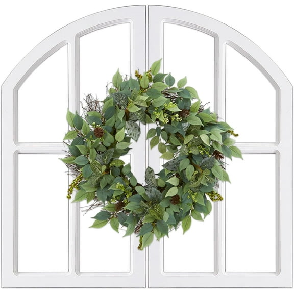 Sintosin Farmhouse Arch Window Frames - Wooden Wall Decor for Living Room, Entryway, Bedroom - 30 Inch, 2 Pieces