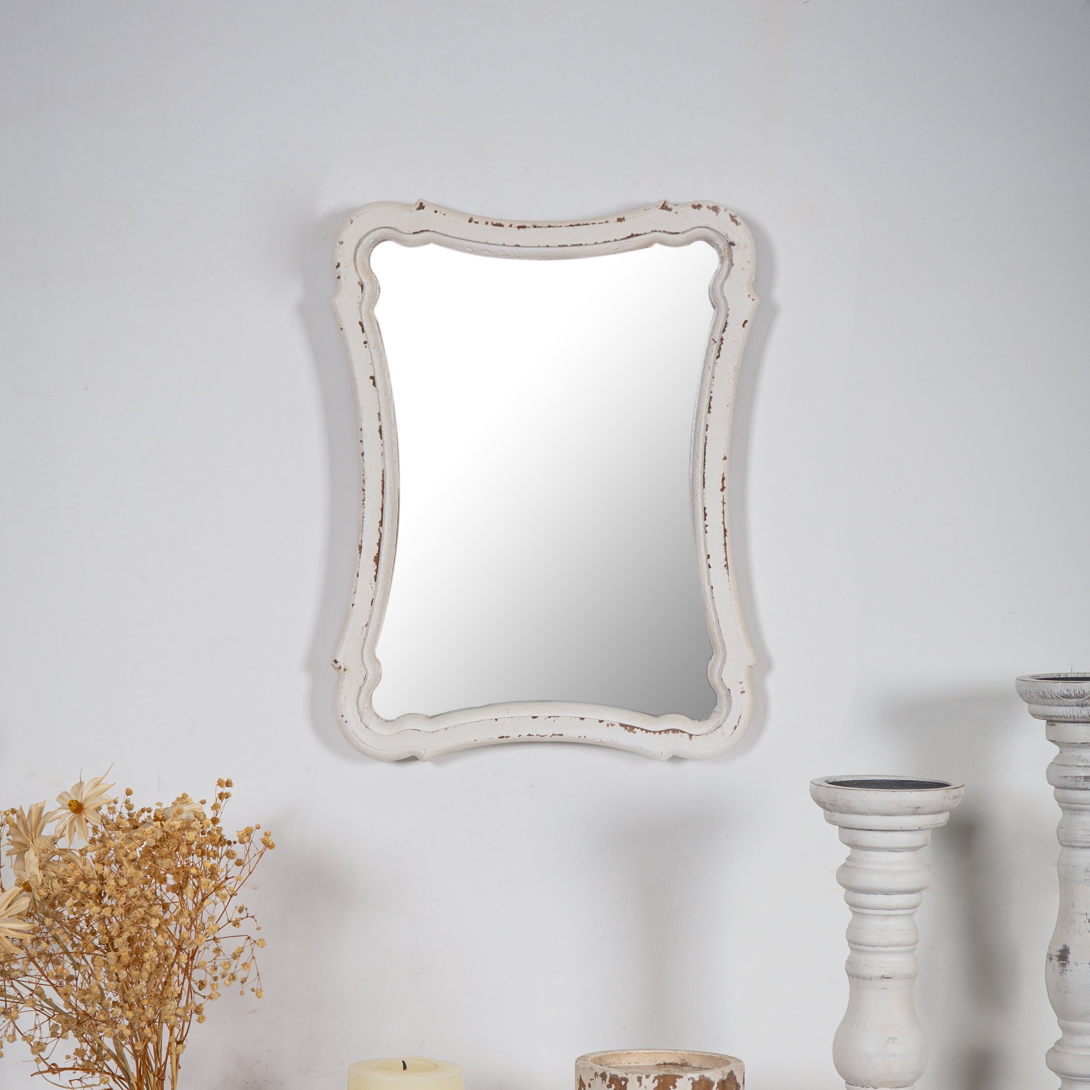 Sintosin Rustic Wood Framed Small Wall Mirror Decor 12" x 9", Handmade ...