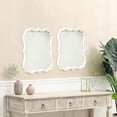 thumbnail image 1 of Sintosin Set of 2 Farmhouse Scalloped Bathroom Mirror for Vanity, White Wood Wall Mirror 12" x 15", Decorative Wall Mounted Mirrors for Living Room, Bedroom, 1 of 8