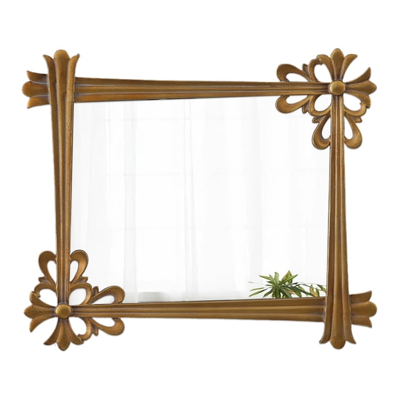 Sintosin Vintage Wall Mirror, 24"× 28", Rustic Square Antique Gold Wood Frame, Vintage Decorative Bathroom and Living Room Mirror