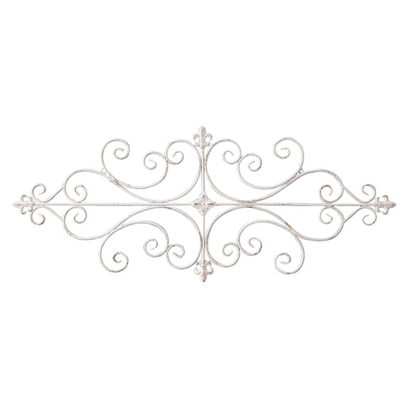 Sintosin White Metal Wall Art 45x18 Inch, Rustic Wrought Iron Scroll Wall Decor, Large Antique Hanging Accents for Living Room, Bedroom, Entryway Home Decor