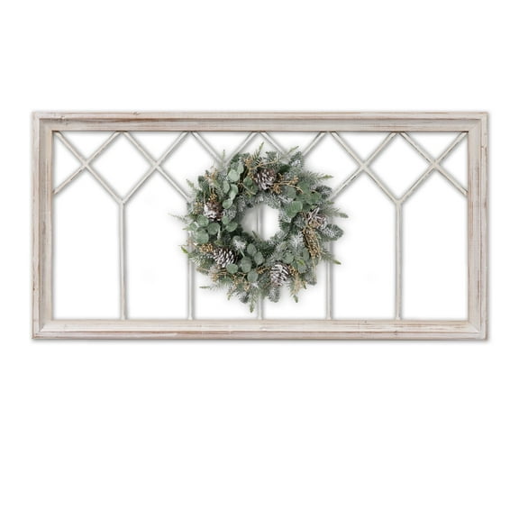 Sintosin Wall Decor Window Frame 40"x20", White Distressed Wood Window Pane, Rustic Farmhouse Wall Mounted Decorative Frame for Christmas Thanksgiving Holiday Home Decor