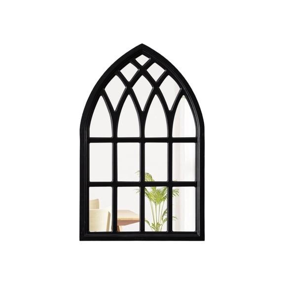 Sintosin Wooden Wall Mirror, Black Vintage Mirrors 20 x 32",Gothic Window Arched Design for Living Room, Bedroom, Entryway, Farmhouse Decor