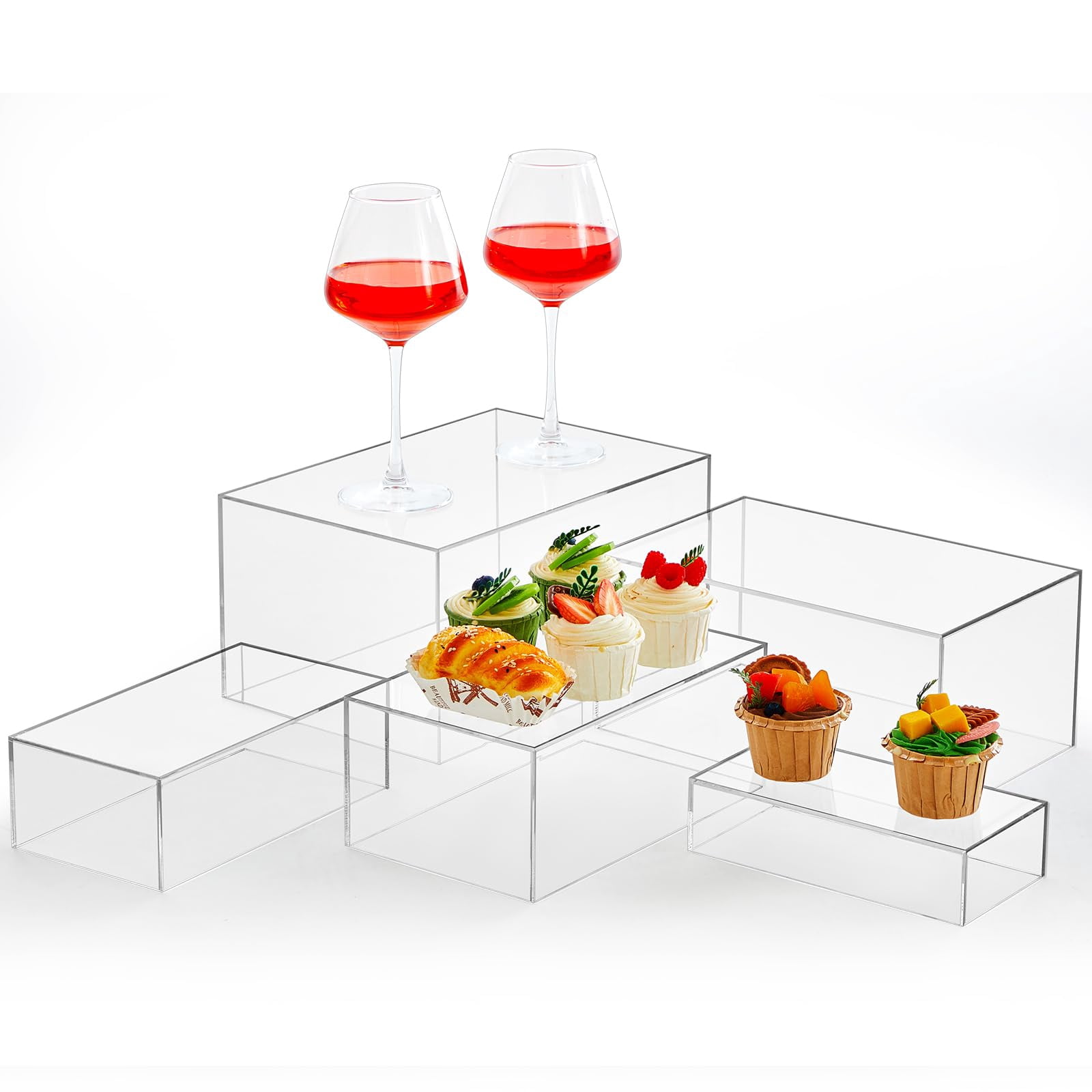 Cubic Buffet Riser Sintuff Buffet Risers 5 Pcs Acrylic Food Display Cube for Buffet Table ...