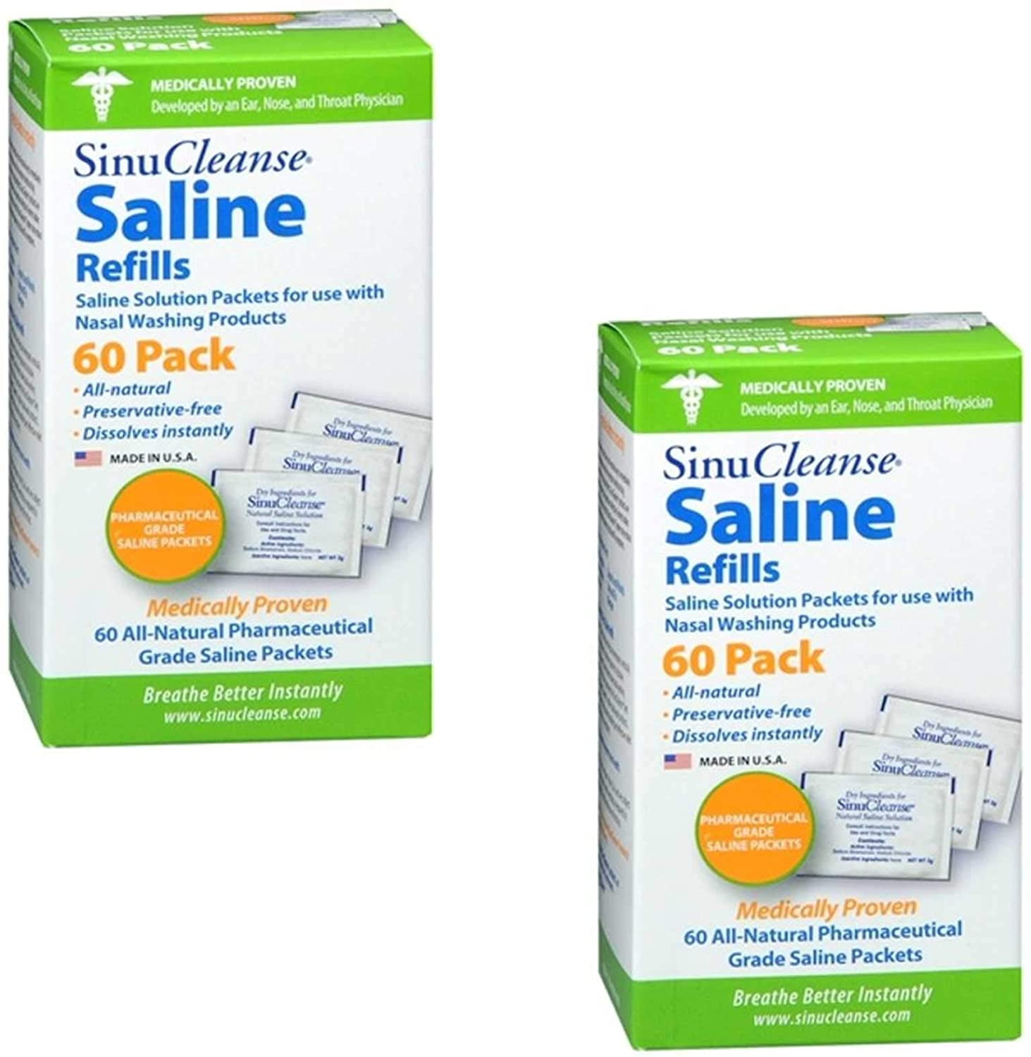 SinuCleanse Saline Refills 60 Each (Pack of 2)